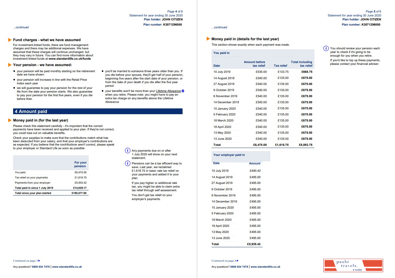 United Kingdom Standard Life utility bill template in Word and PDF format, 7 pages 5 6